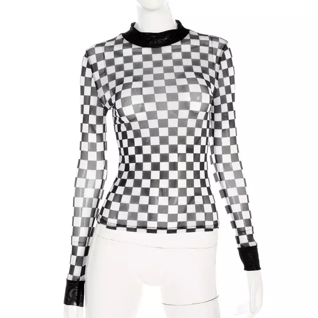 White & Black Check Top - IvyChic Boutique