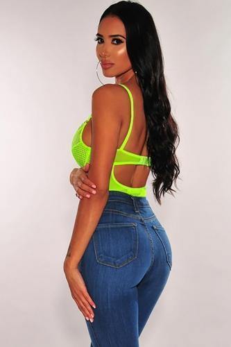 Neon Green Mesh Lace Bodysuit - IvyChic Boutique